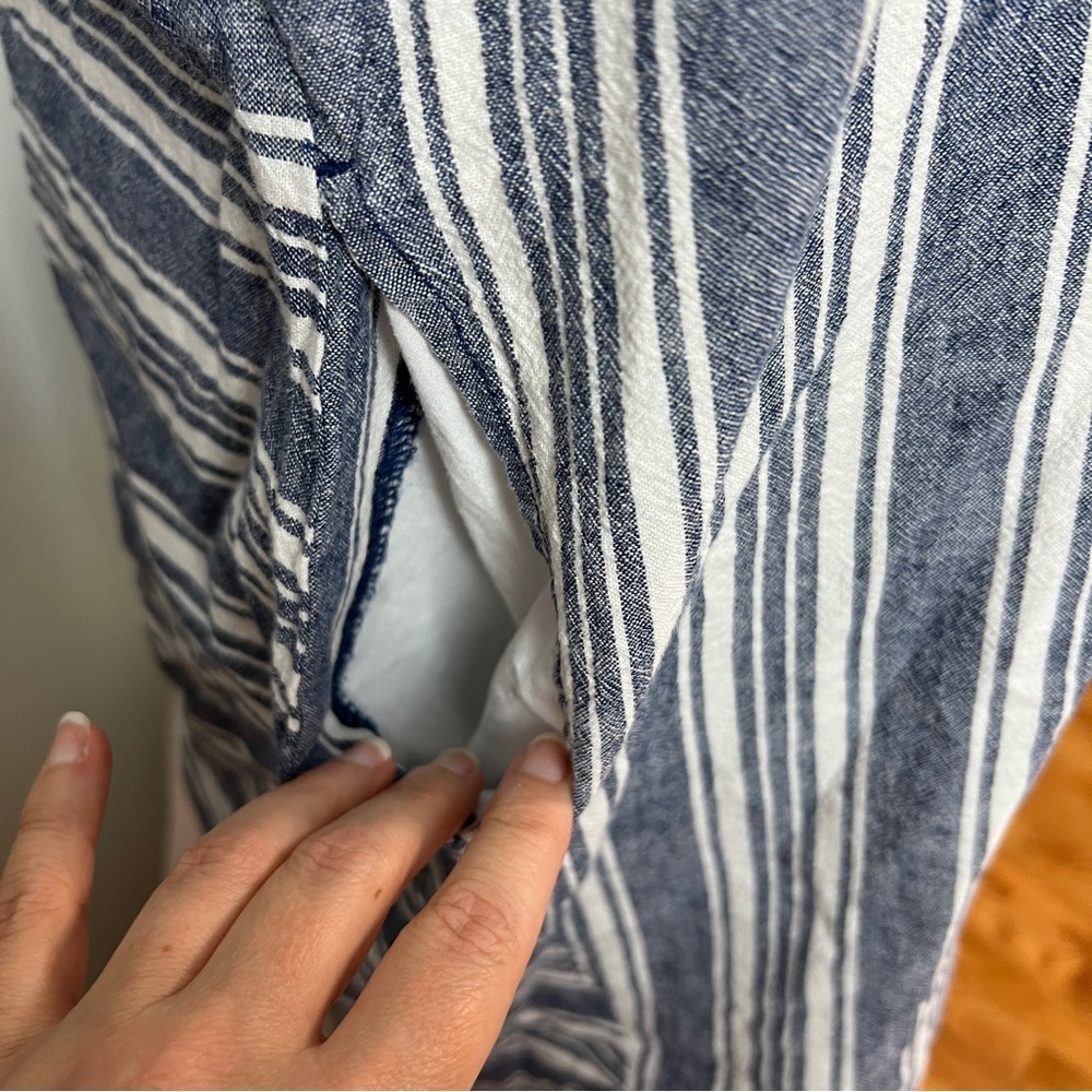 Peyton & Parker Linen Blend Blue/White Vertical Stripe Mini Shift Dress Size XL - Picture 9 of 10